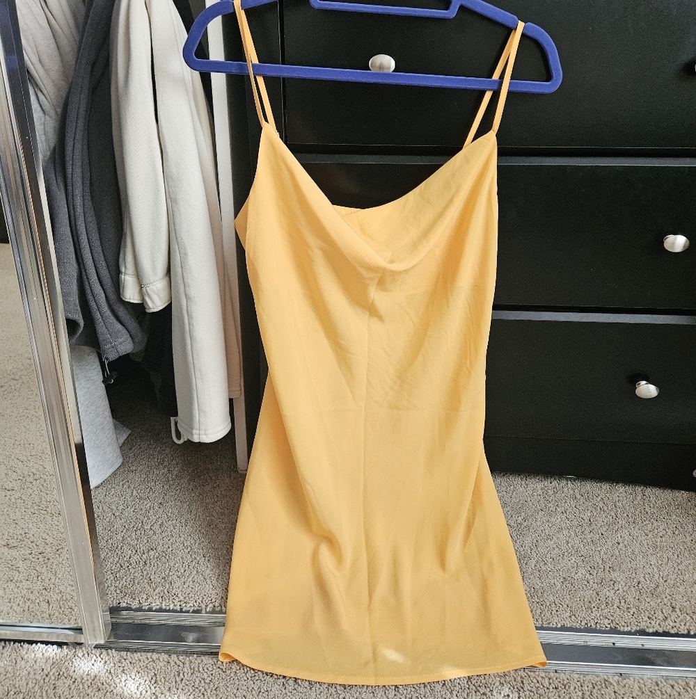 Forever 21 Cowl Neck Yellow Mini Dress (size M)